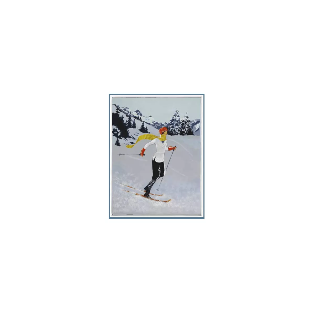 Tableau Skieuse à l'écharpe jaune