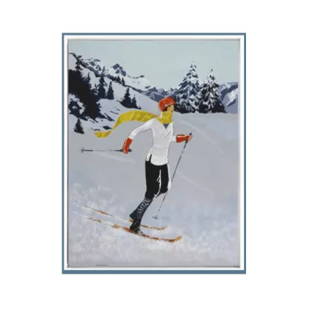 Tableau Skieuse à l'écharpe jaune