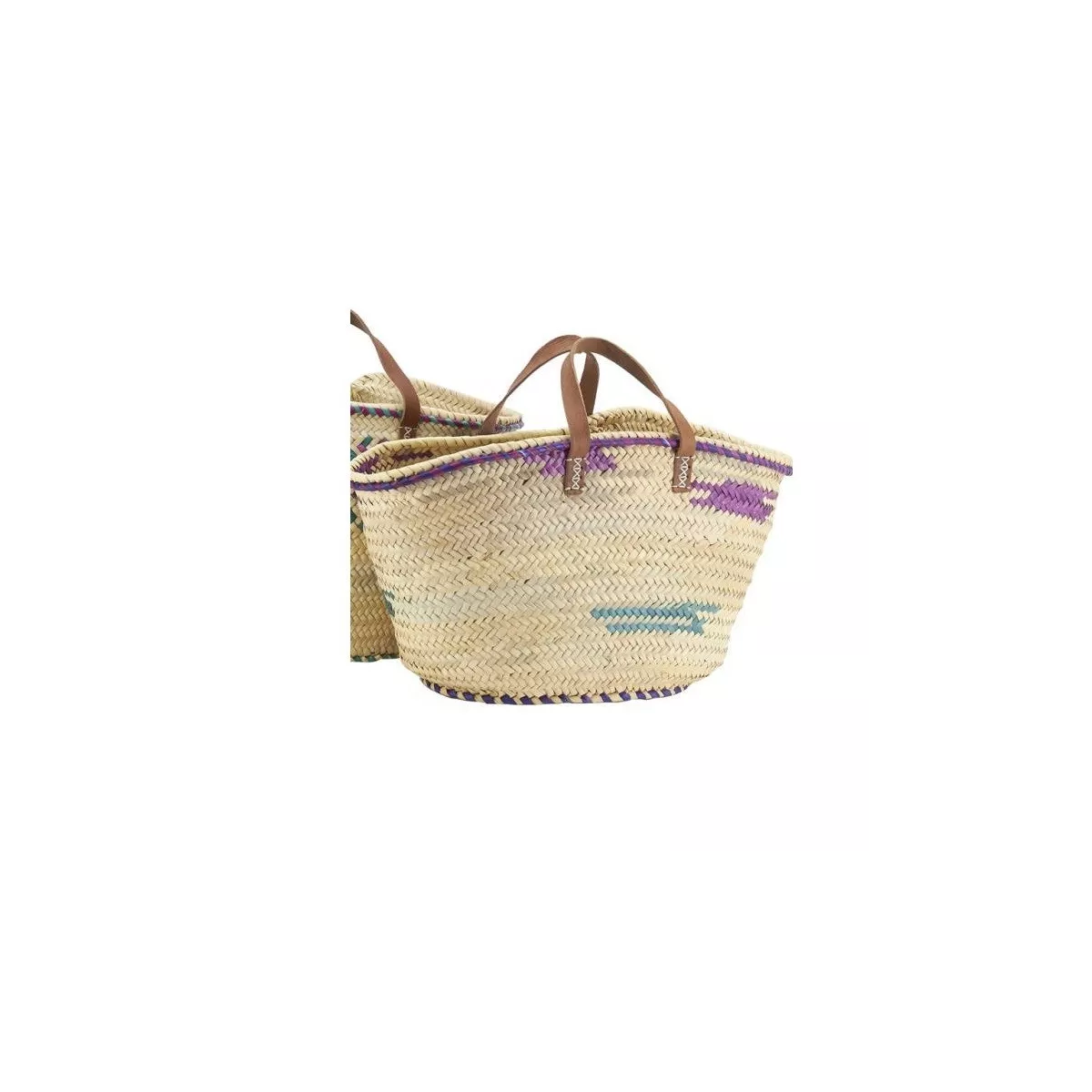 Cabas en palmier Brunette avec anses en cuir