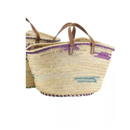 Cabas en palmier Brunette avec anses en cuir