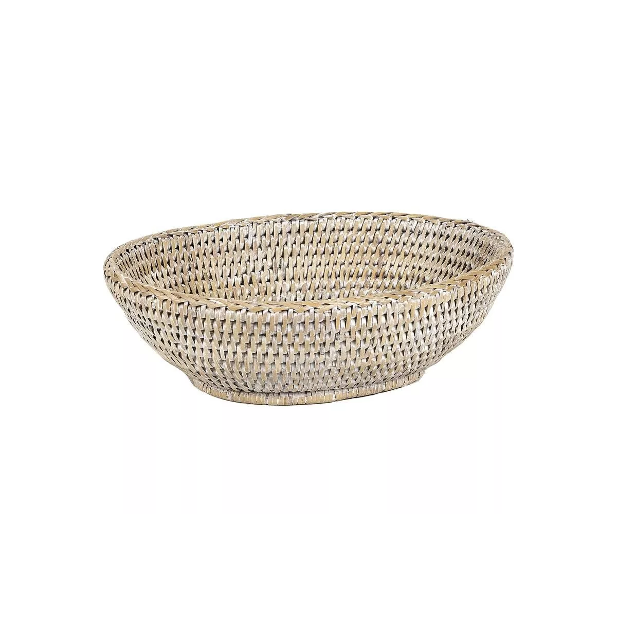 Corbeille Ovale Rotin  Blanchi 23x18