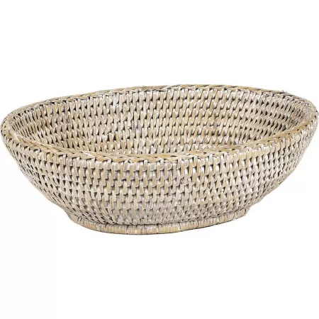 Corbeille Ovale Rotin blanchi 23 x 19
