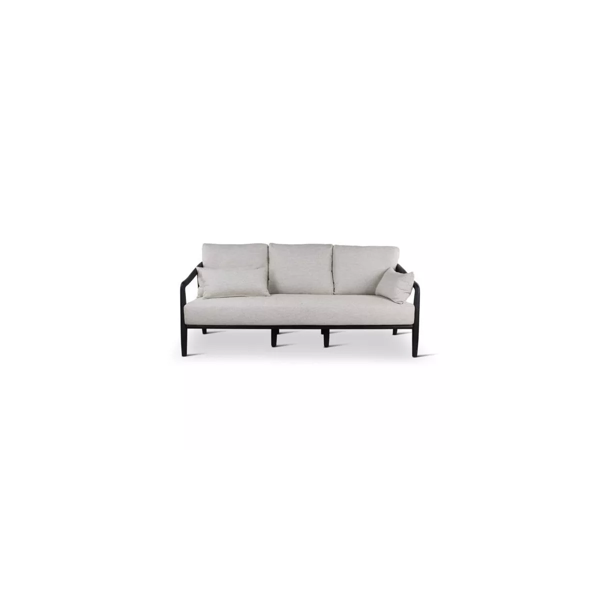 Salon Anais Teck noir canape 3 Places + 2 Fauteuils