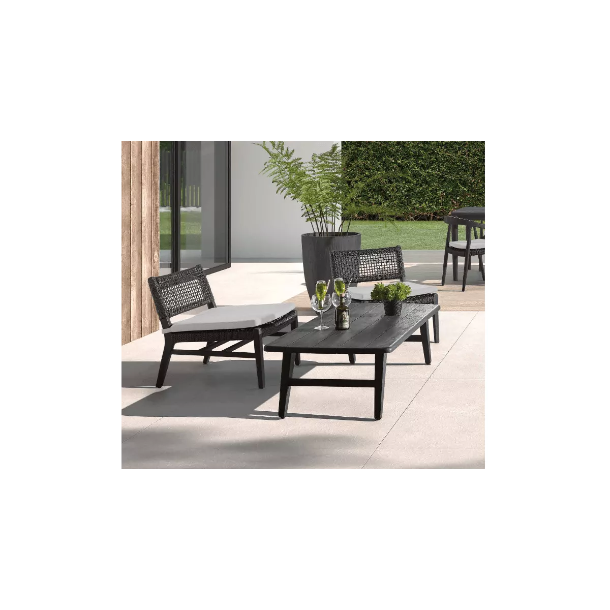 Table basse Teck Outdoor Anais 130x70cm Noir