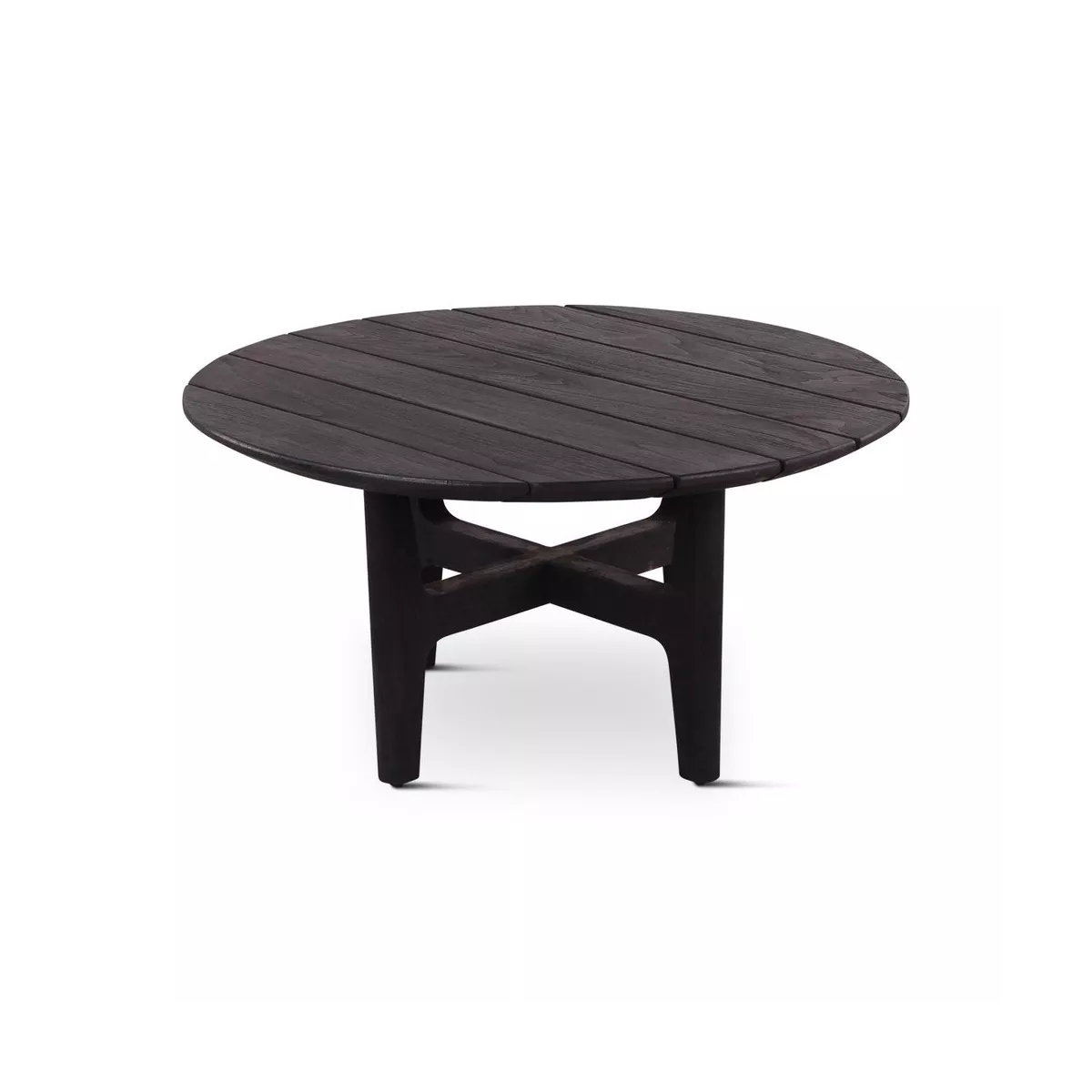 Table basse Teck Outdoor Anais 80x80cm Ronde Noir