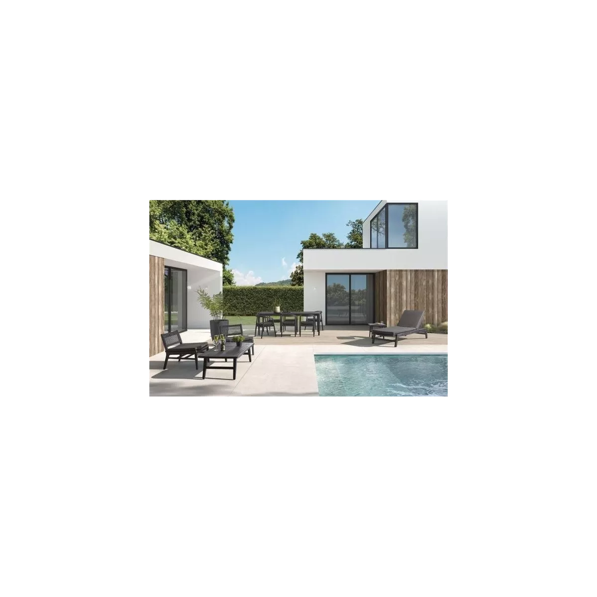 Table basse Teck Outdoor Anais 50x50cm Carré Noir