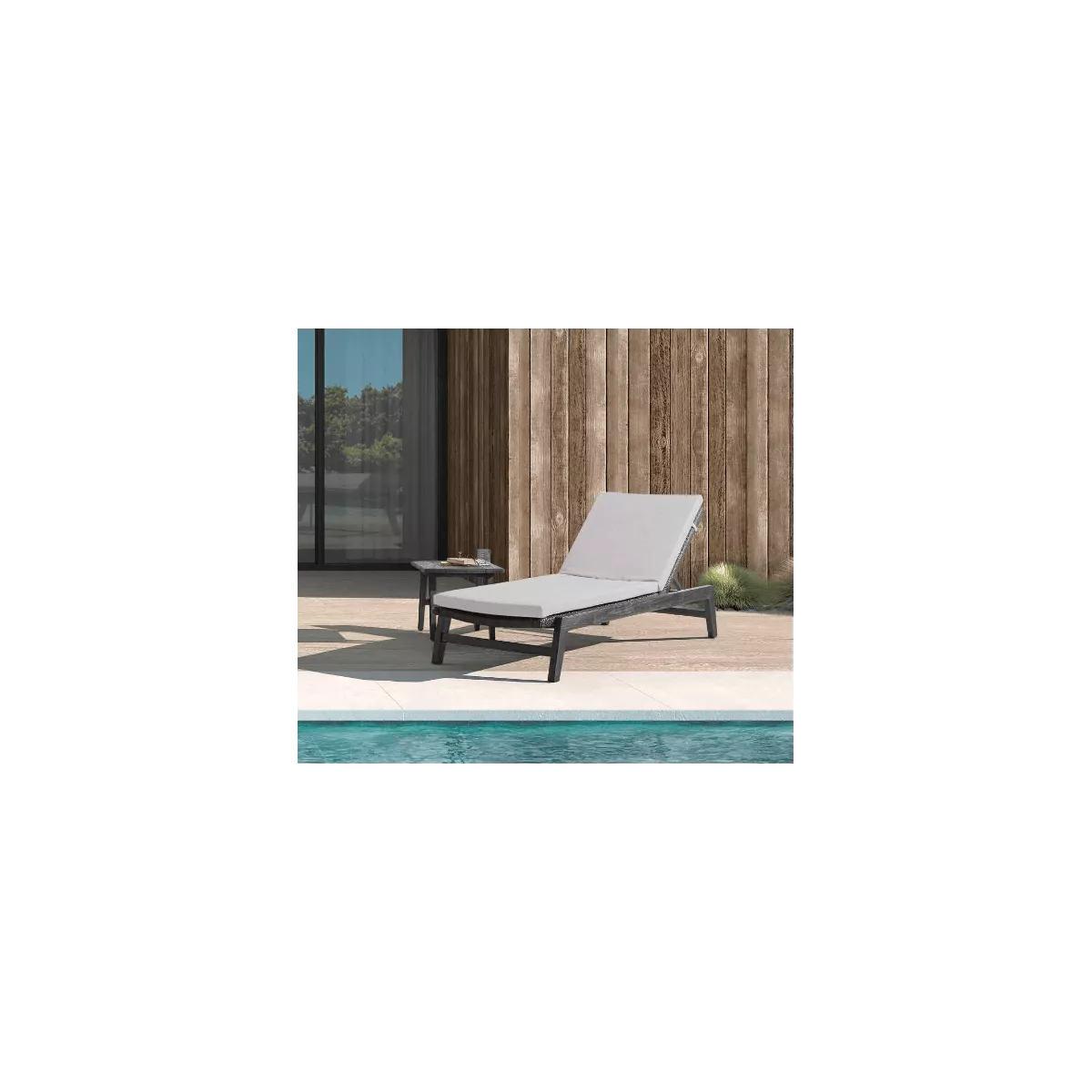 Table basse Teck Outdoor Anais 50x50cm Carré Noir