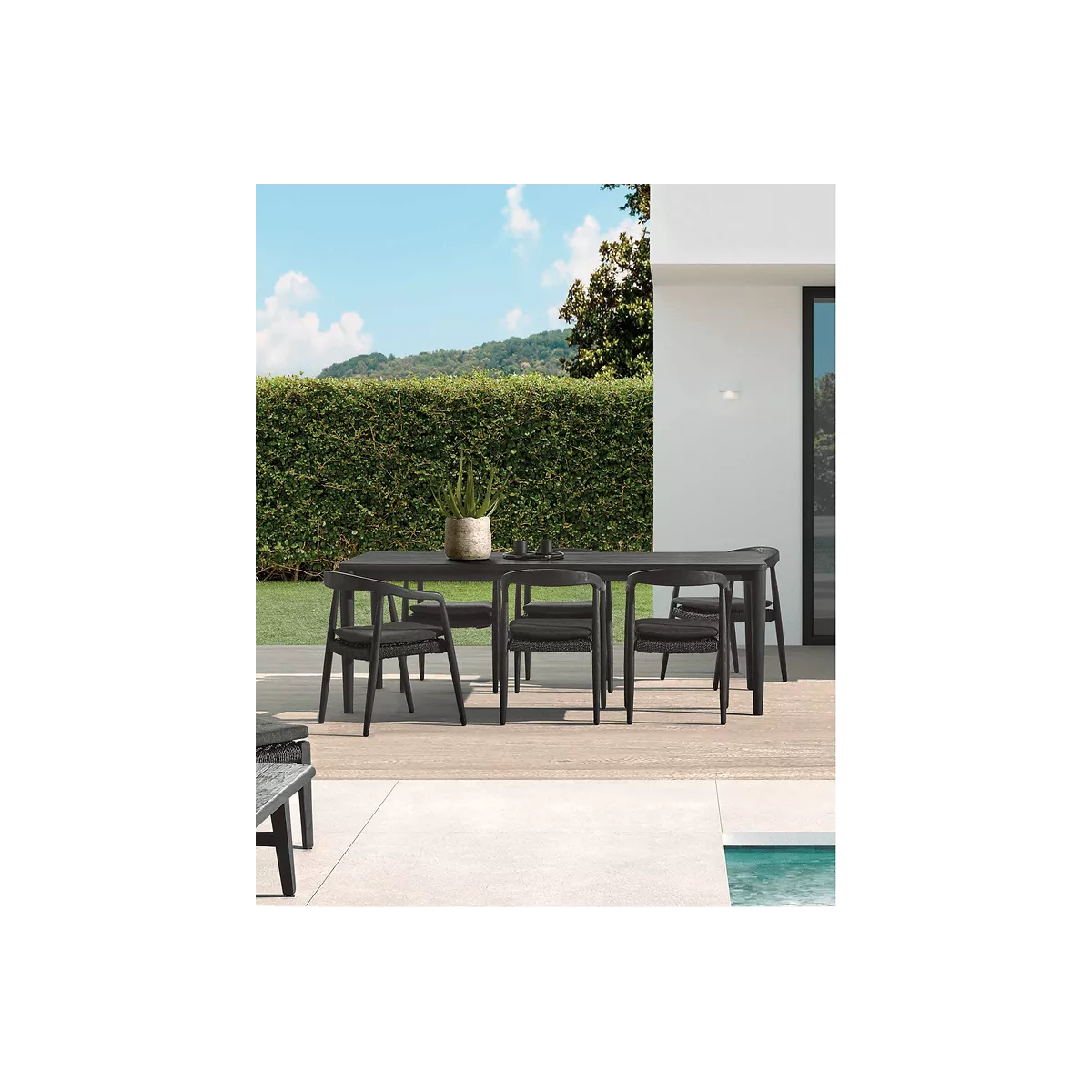 Table de repas Teck 220X100 cm Outdoor Anais Noir