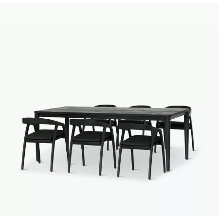 Table de repas Teck Outdoor Anais 220x100cm Noir