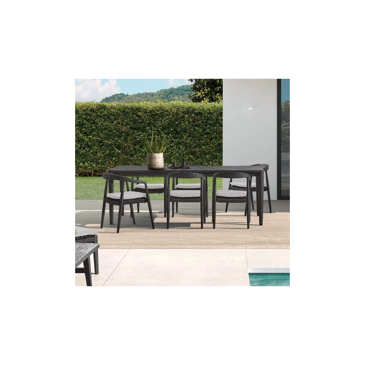 Table de repas Teck 220X100 cm Outdoor Anais Noir