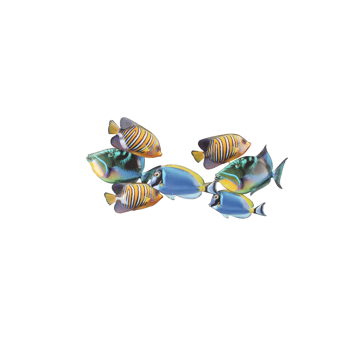 Déco Murale Métal Poissons Multicolors bleus