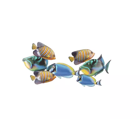 Déco Murale Métal Poissons Multicolors bleus