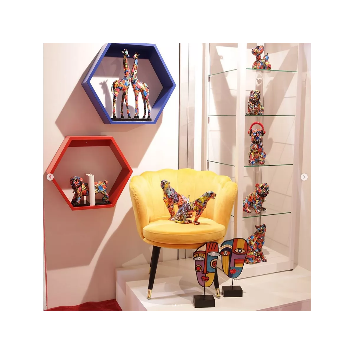 Sculpture Giraffe Twist Pop Art H.48cm