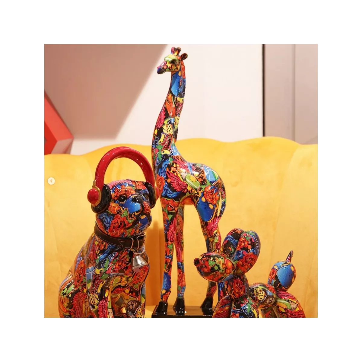 Sculpture Giraffe Twist Pop Art H.48cm