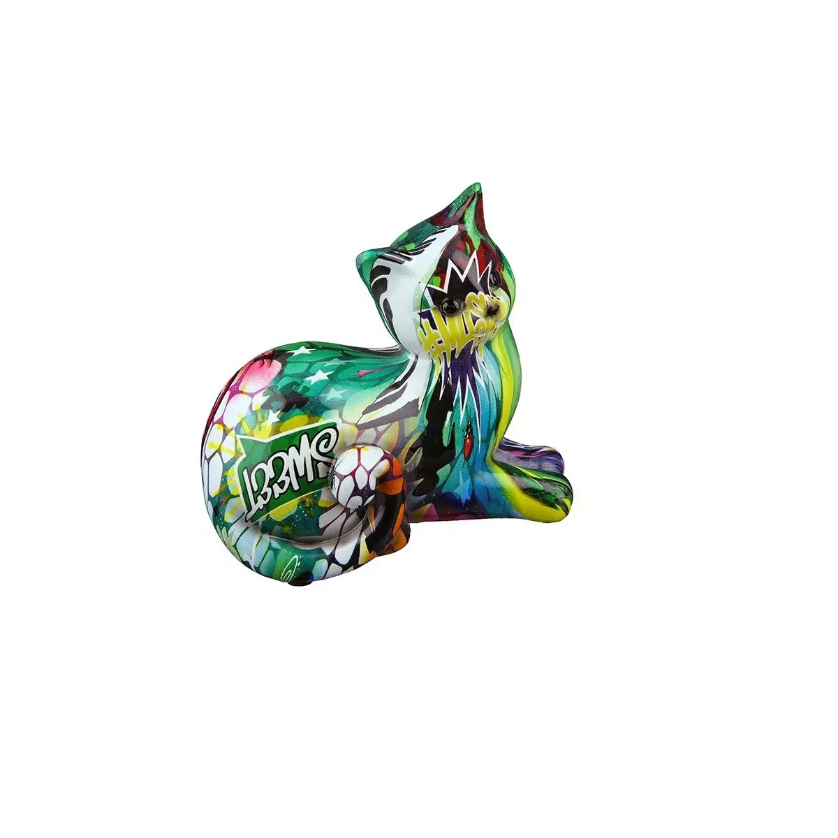 Sculpture Chat Couché Pop Art H.15cm