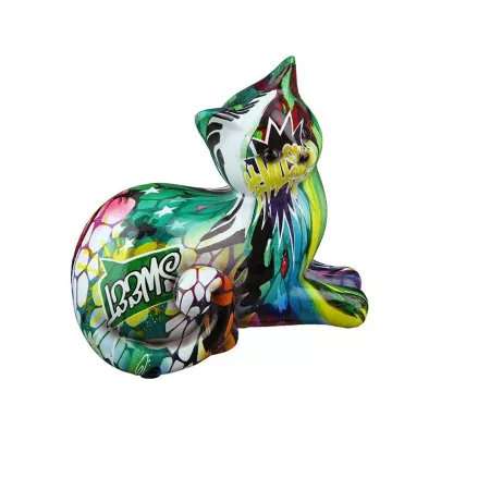 Sculpture Chat Couché Pop Art H.15cm