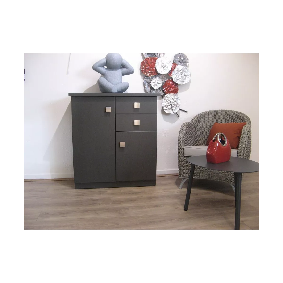Meuble Naxos 84x37 : 2 Portes et 2 Tiroirs Titan
