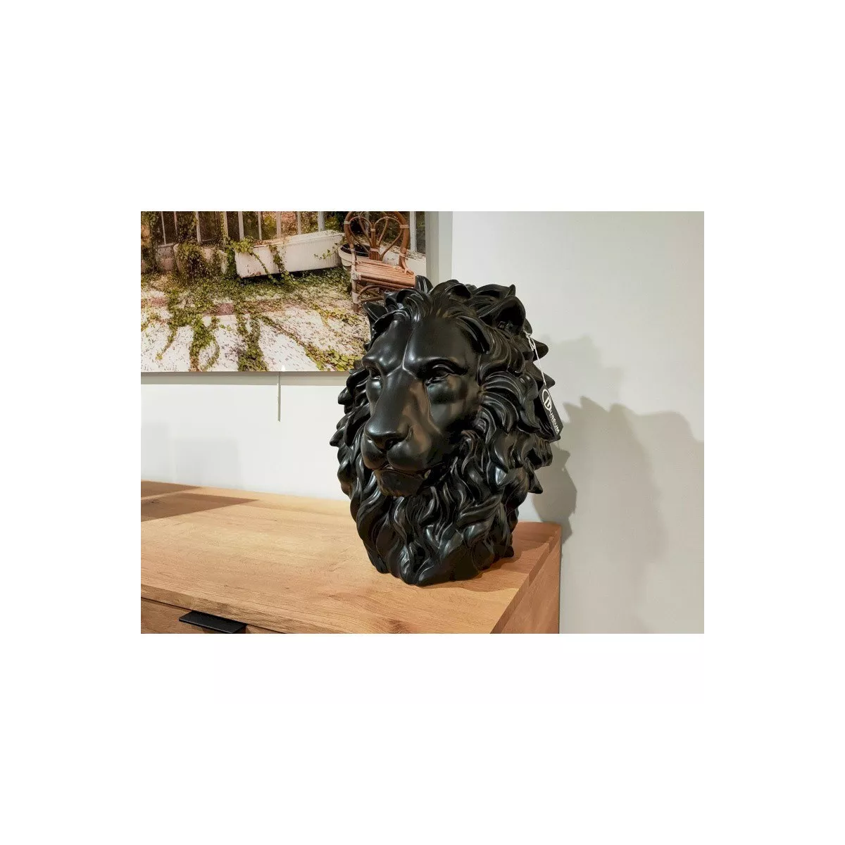 Sculpture Tête de Lion Noir H.44cm