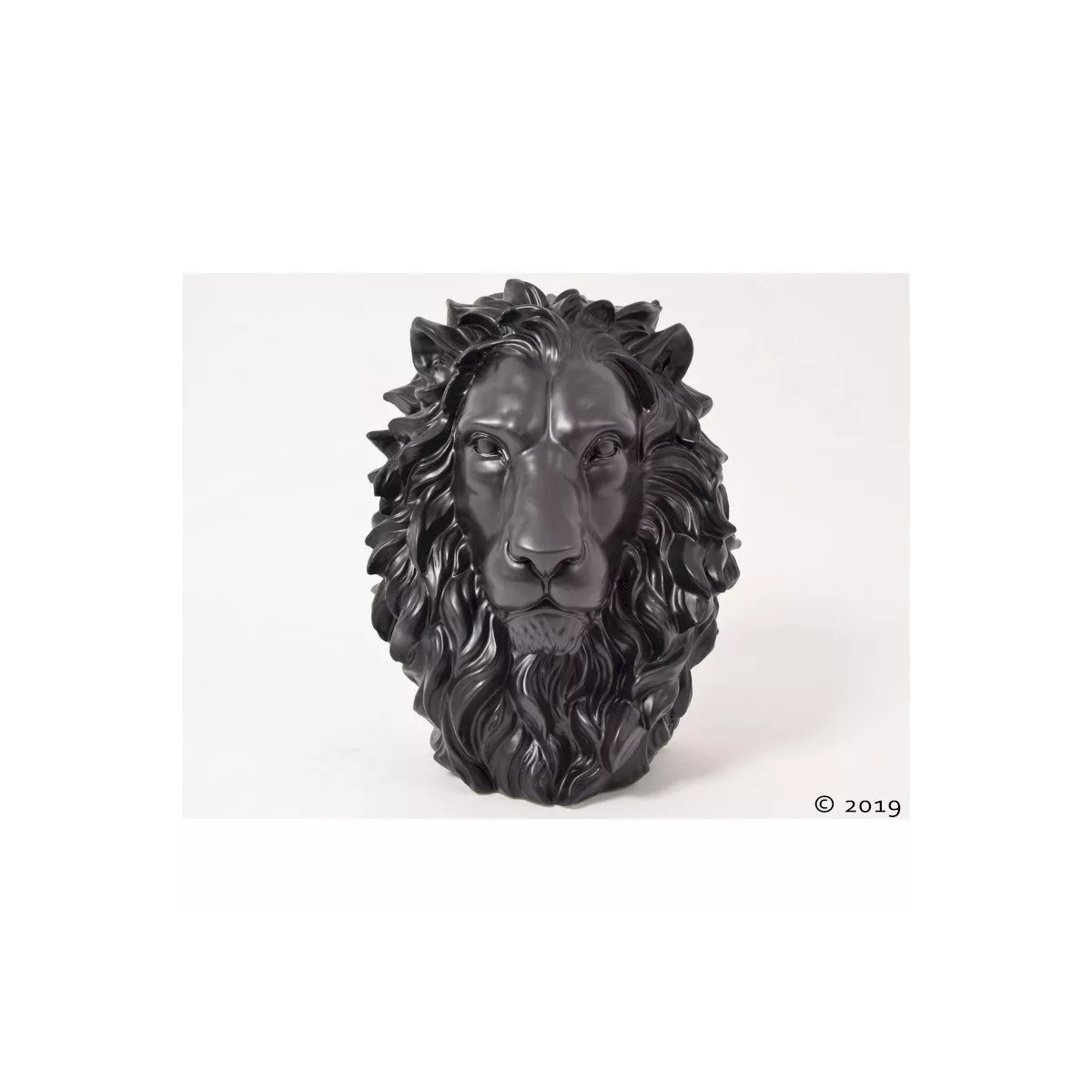 Sculpture Tête de Lion Noir H.44cm
