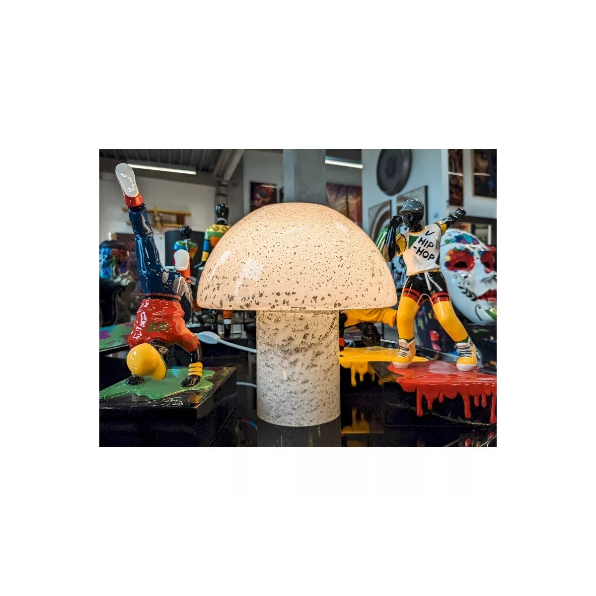 Lampe Champignon en Verre Blanc H.25cm