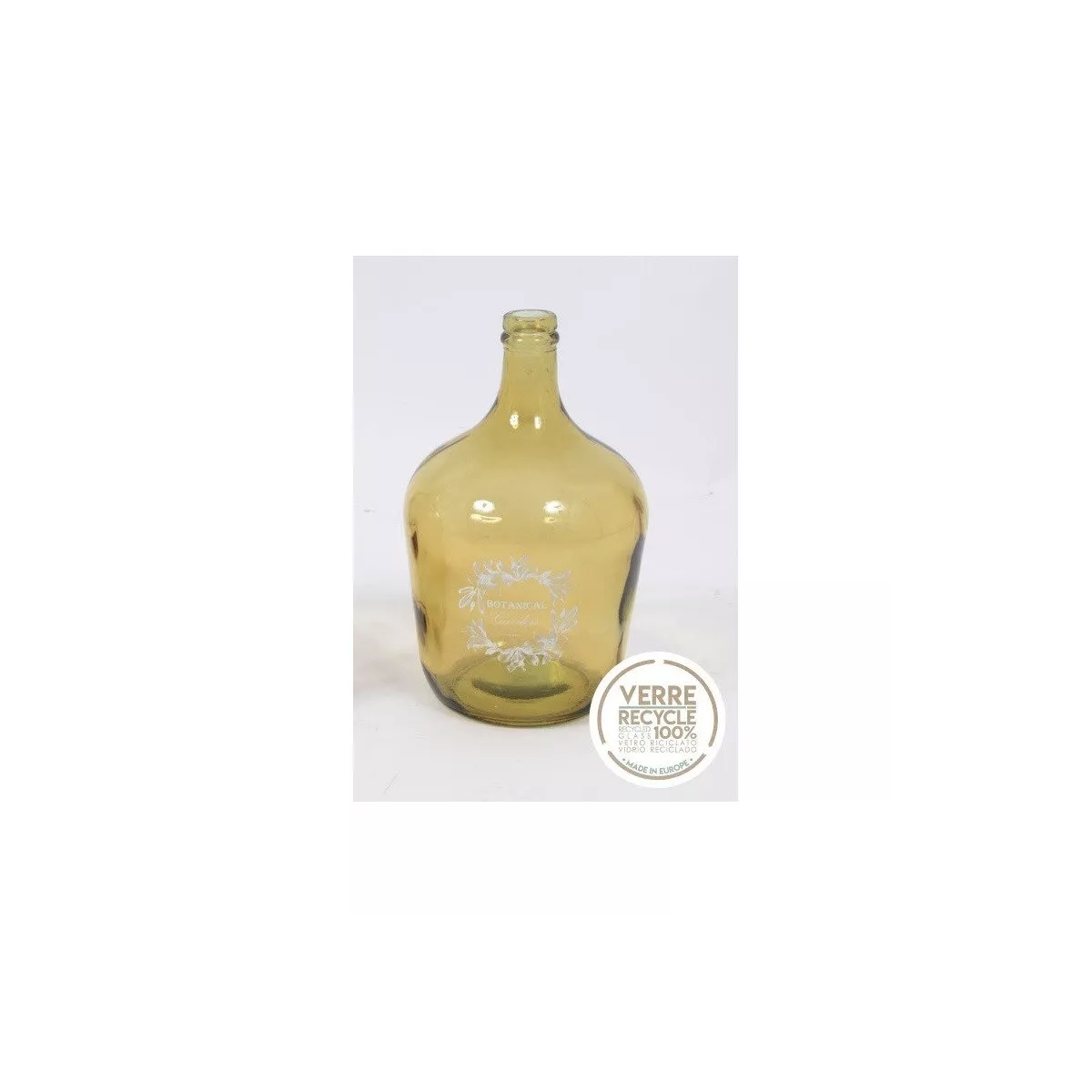 Vase Dame Jeanne Verre Jaune H.18