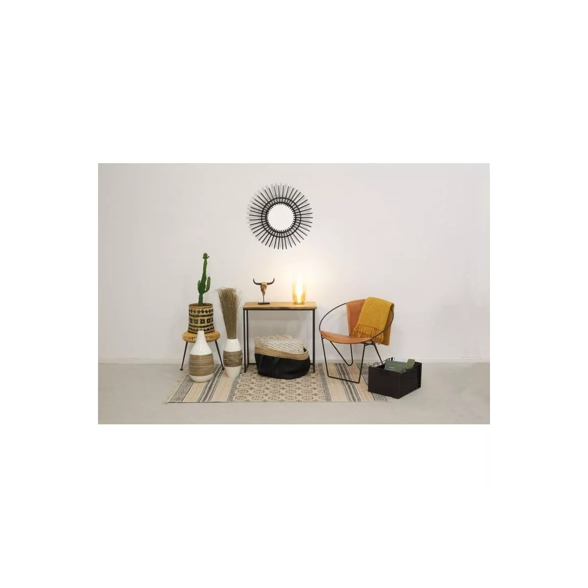 Corbeille Bambou Blanc et Noir 26x28