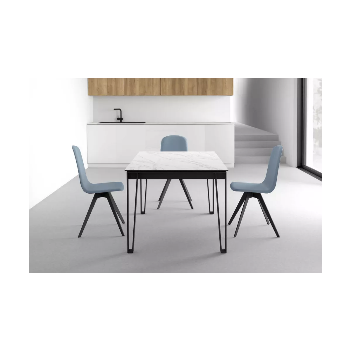 Table Osaka 140cm en Céramique Marbre Blanc
