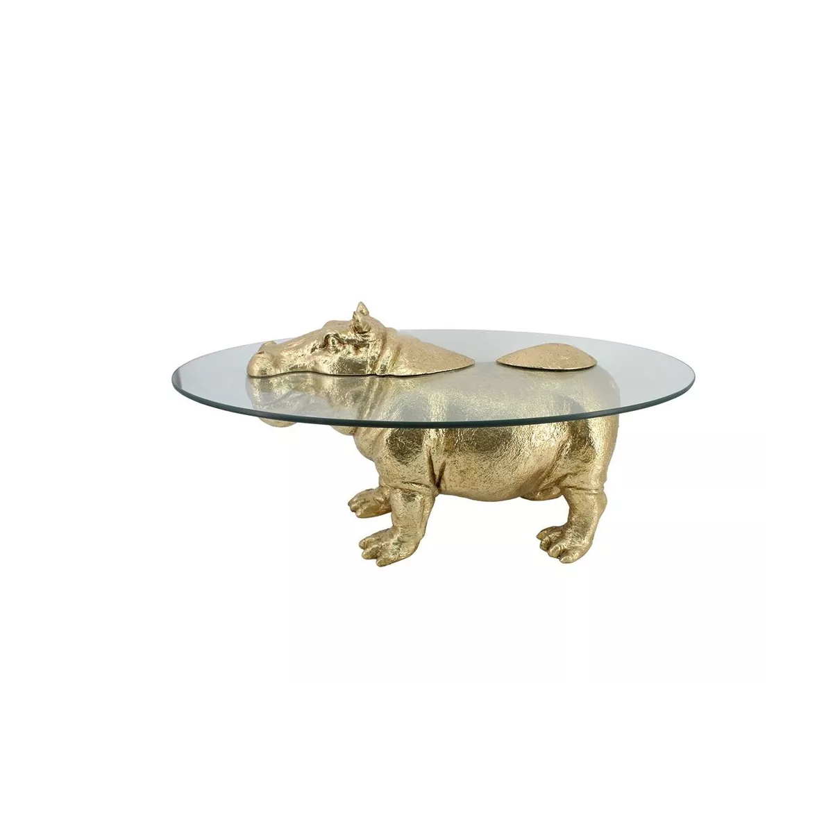 Table basse Animal Hippopotame Doré