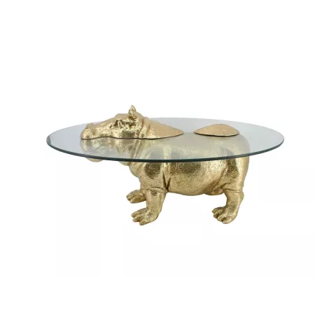 Table basse Animal Hippopotame Doré