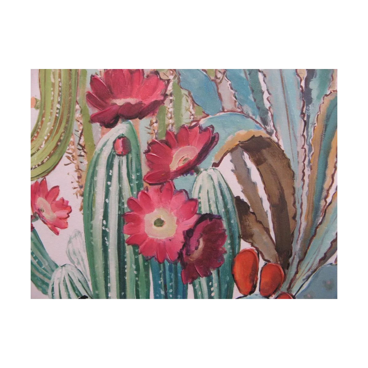 Tableau Cactus 85x85 blanc