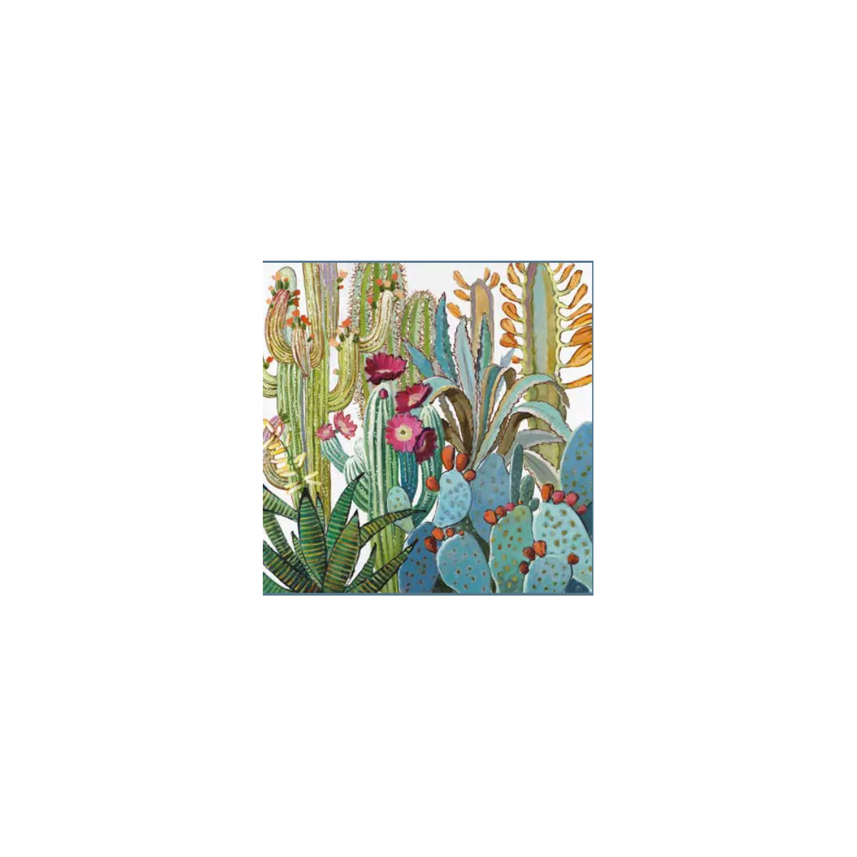 Tableau Cactus 85x85 blanc
