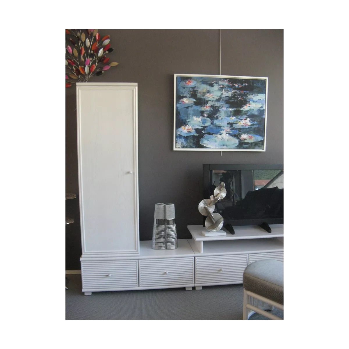 Tableau Nénuphars 90x70 blanc