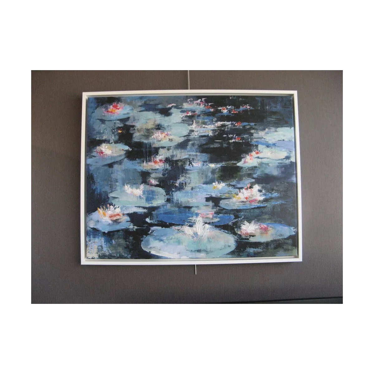 Tableau Nénuphars 90x70 blanc