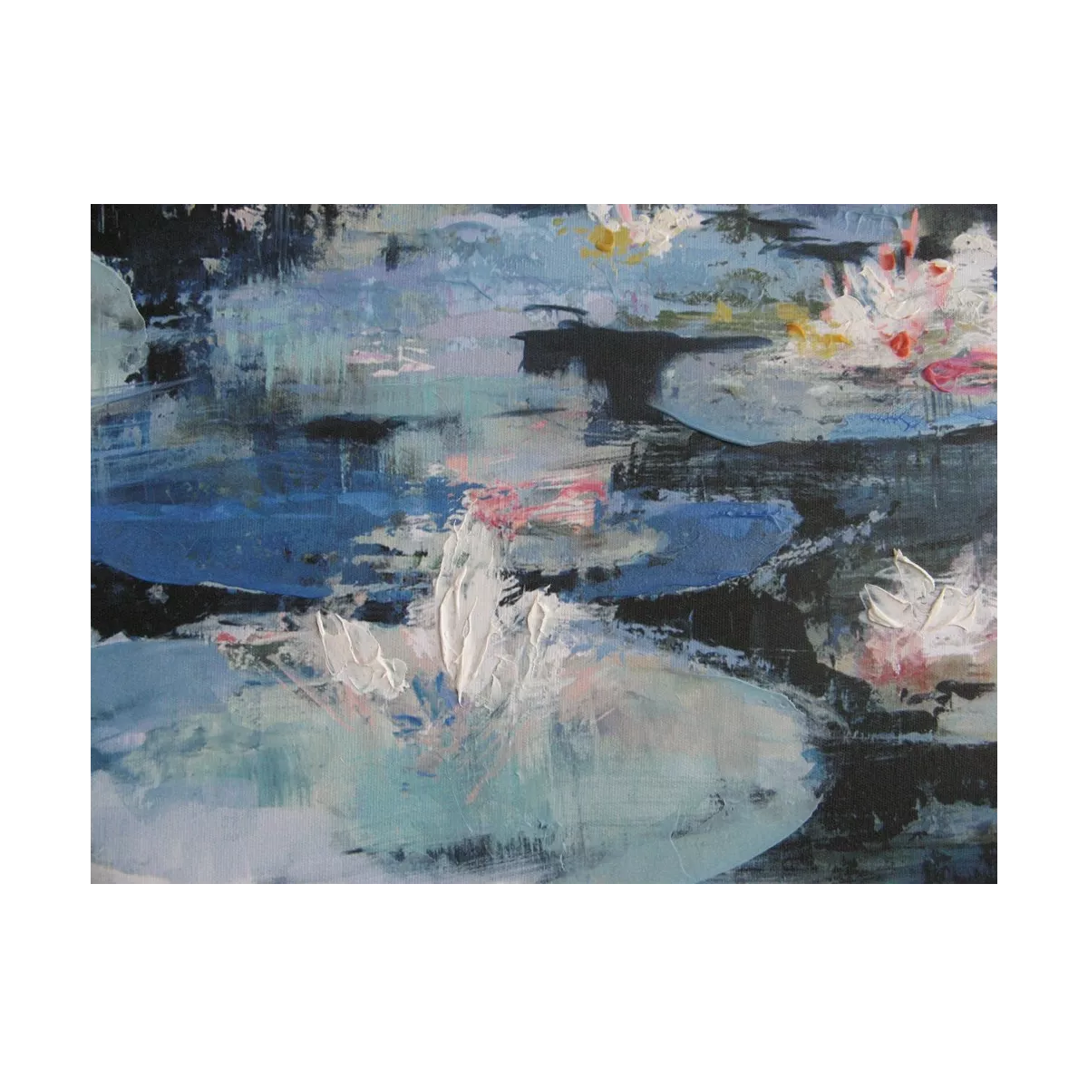 Tableau Nénuphars 90x70 blanc