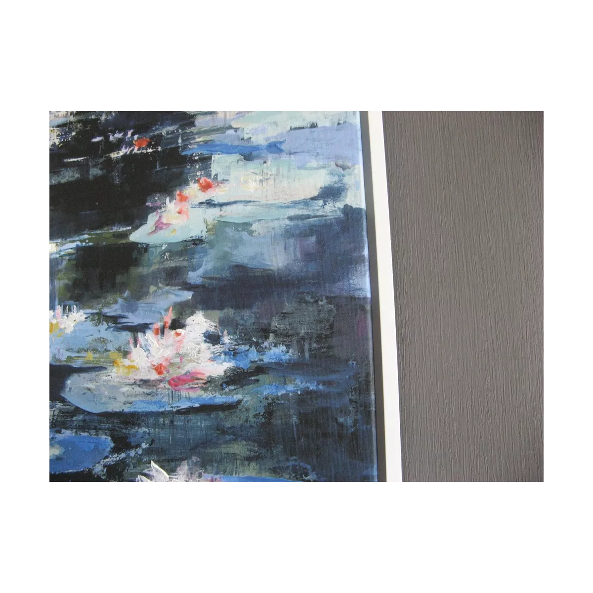 Tableau Nénuphars 90x70 blanc