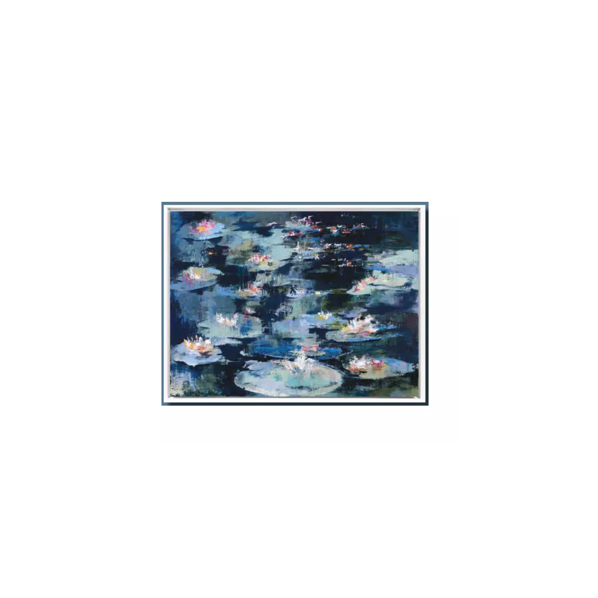 Tableau Nénuphars 90x70 blanc
