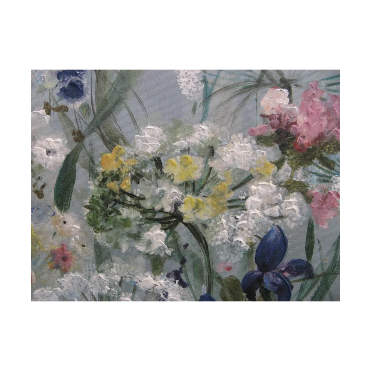 Tableau Fleurs d'Aneth 70x70 blanc