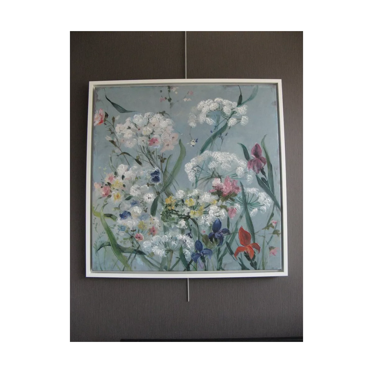 Tableau Fleurs d'Aneth 70x70 blanc