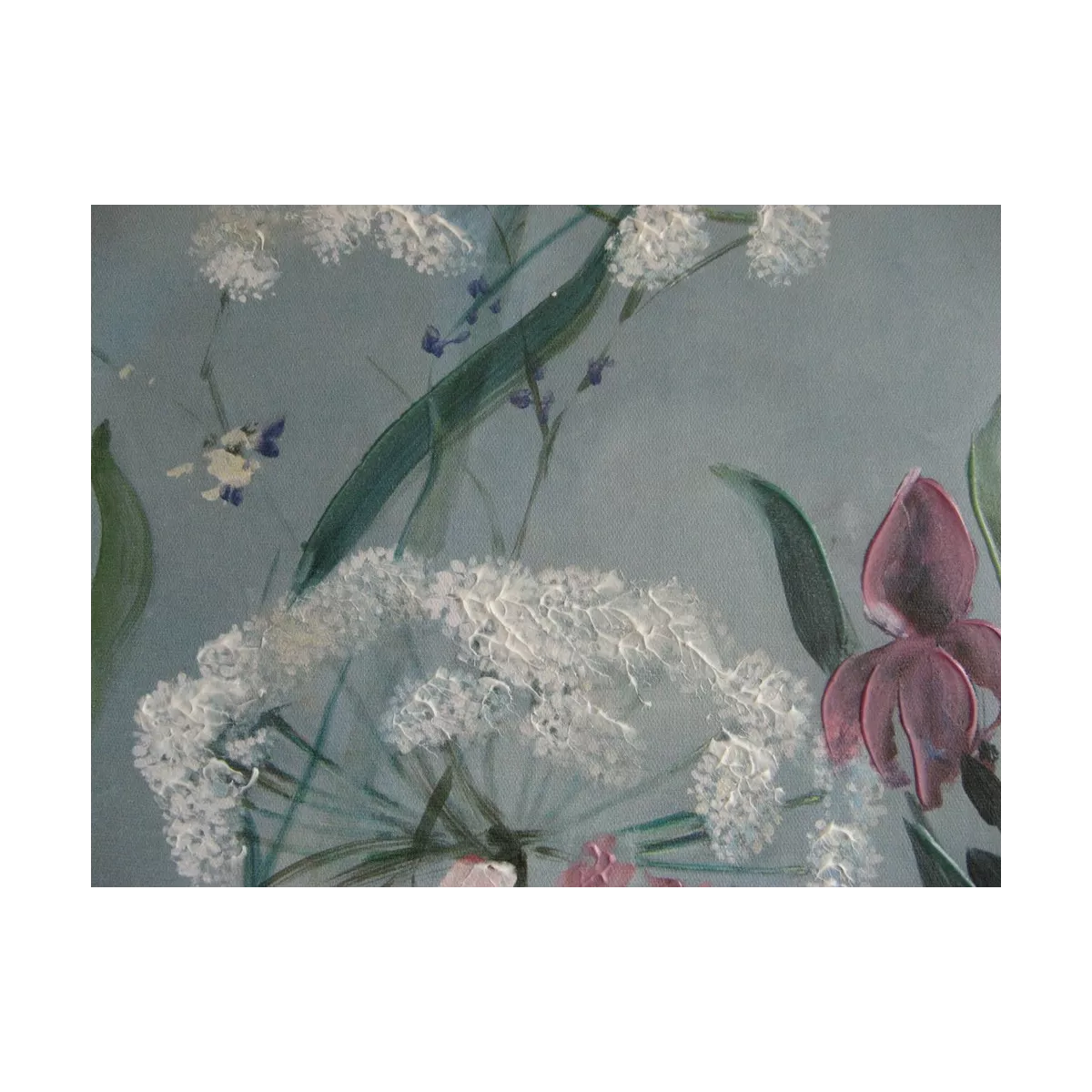 Tableau Fleurs d'Aneth 70x70 blanc