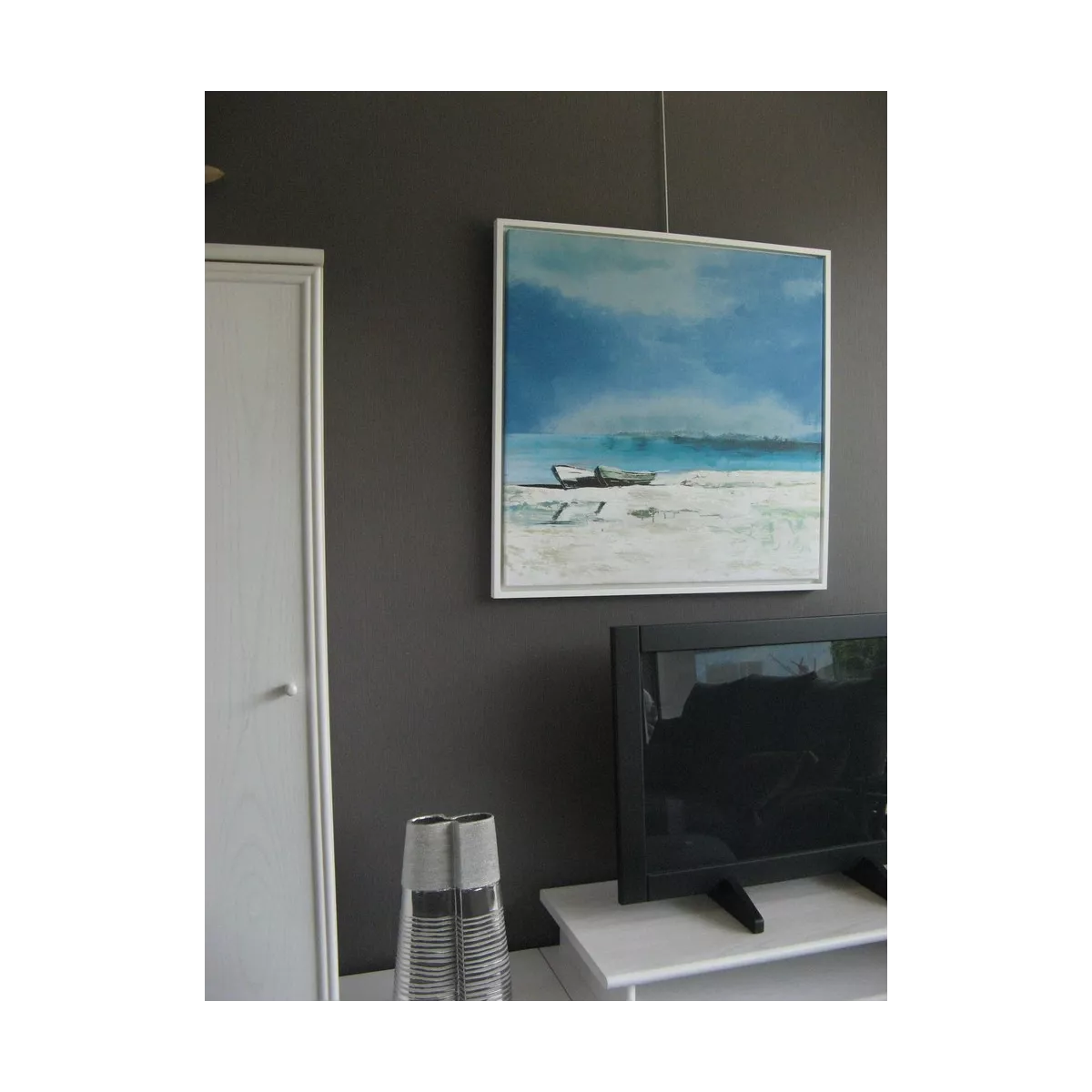Tableau Avant L'Orage 80x80 blanc