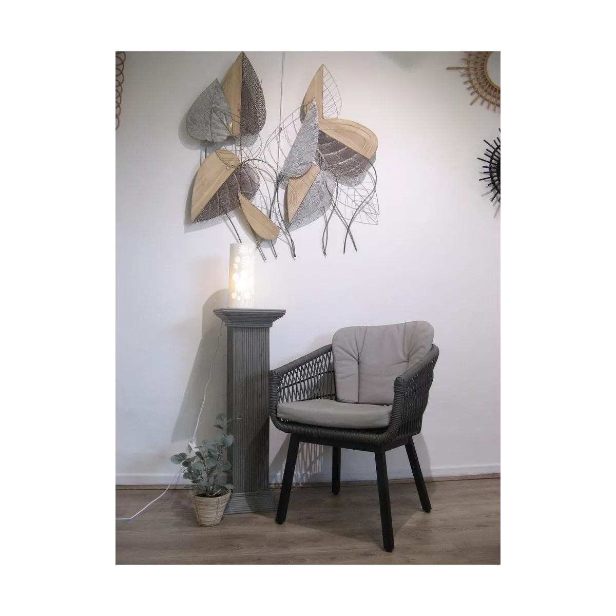 Colonne Grecque en Rotin H.91 cm Taupe