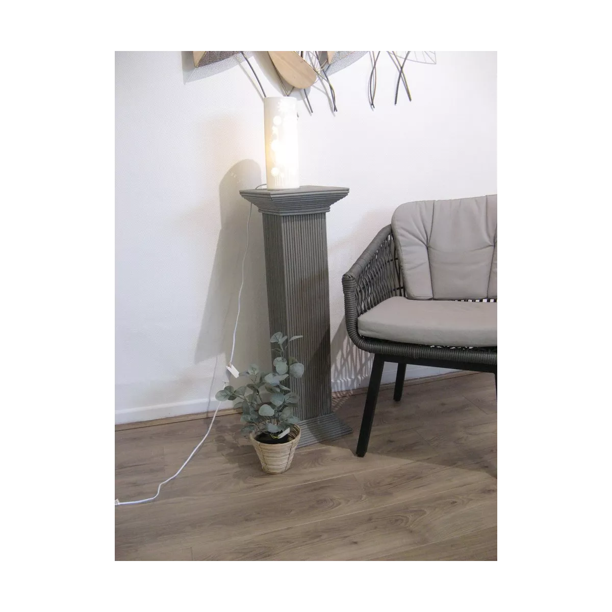 Colonne Grecque en Rotin H.91 cm Taupe
