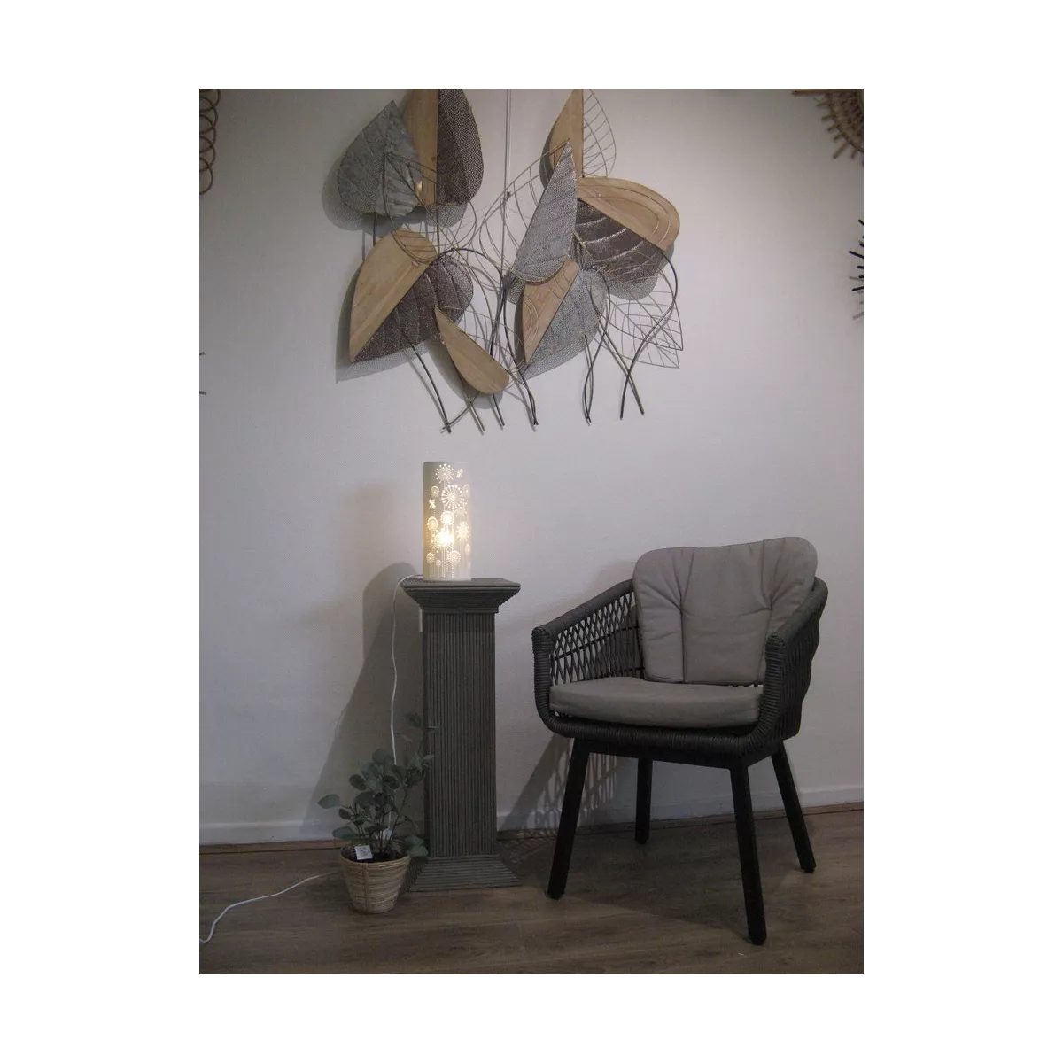 Colonne Grecque en Rotin H.75 cm Taupe