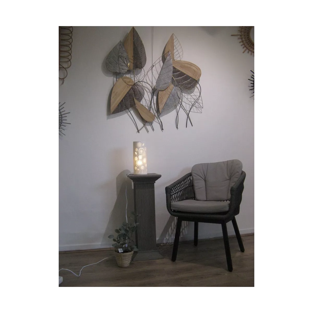 Colonne Grecque en Rotin H.75 cm Taupe