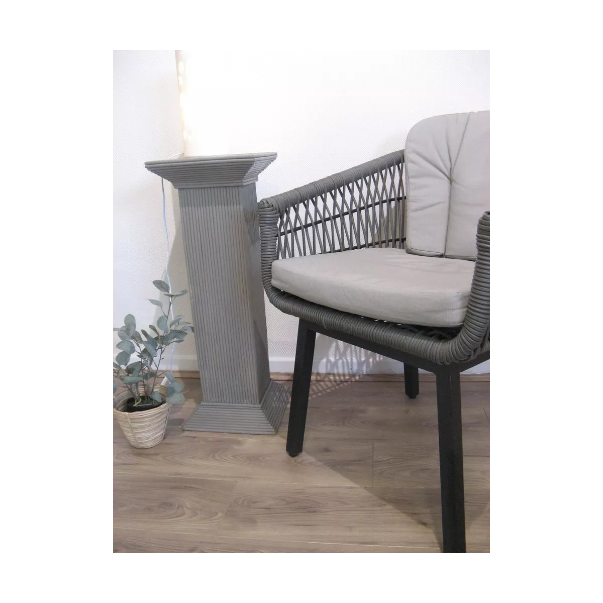Colonne Grecque en Rotin H.75 cm Taupe