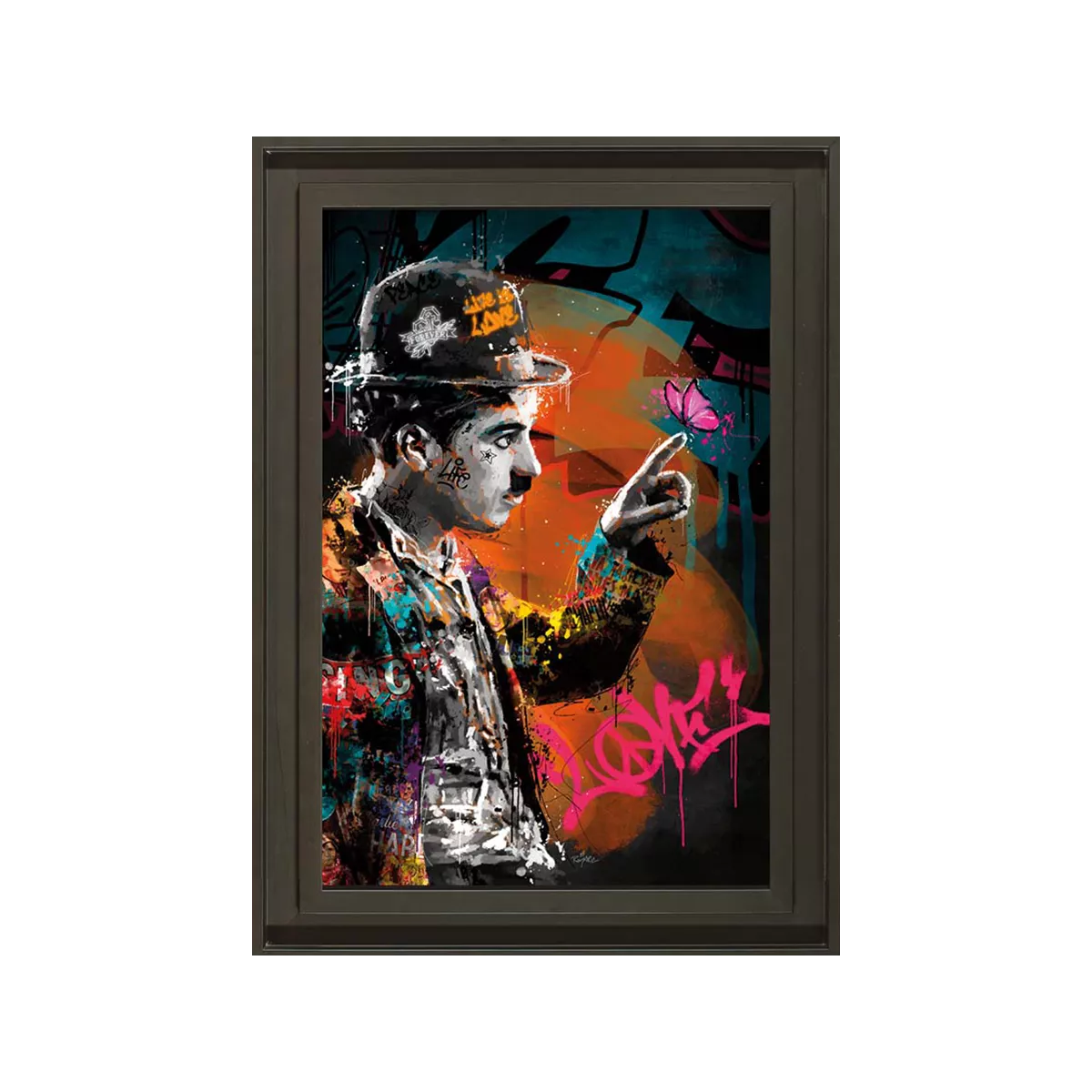 Tableau Romaric, Charlie Chaplin et le Papillon
