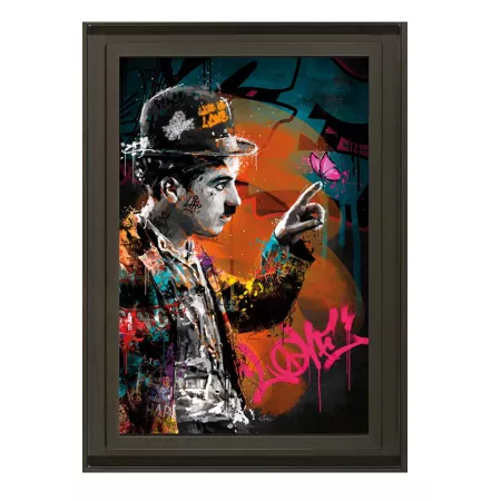 Tableau Romaric, Charilie Chaplin et le papillon