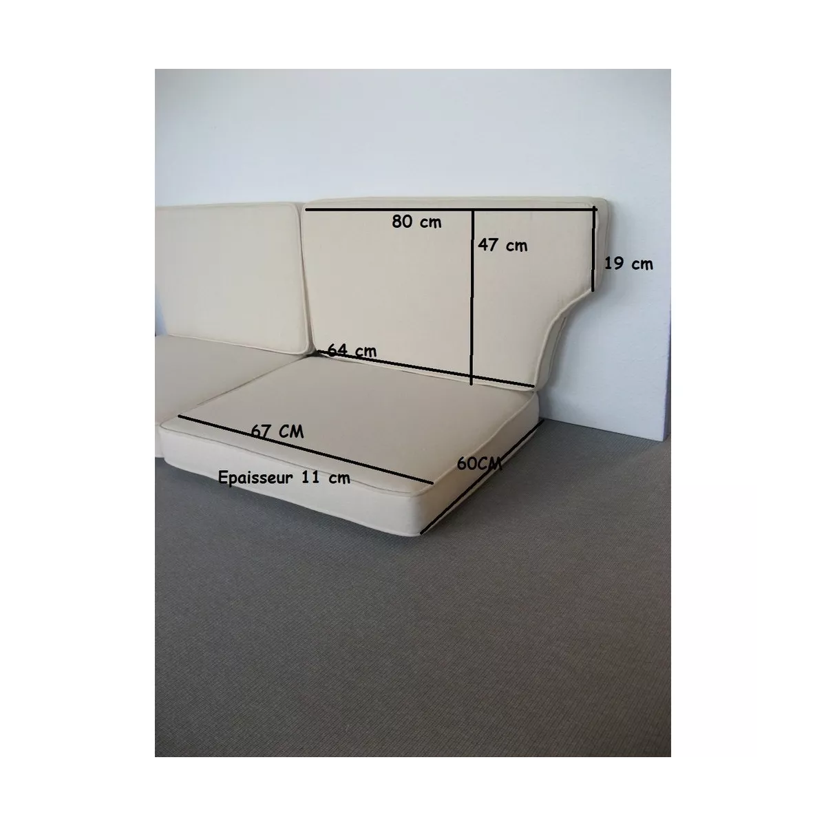 Coussin Ecru pour Canapé Katia 2 Places