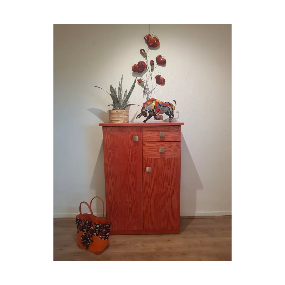 Meuble Paros 85x37 : 2 Portes et 2 Tiroirs Rojo