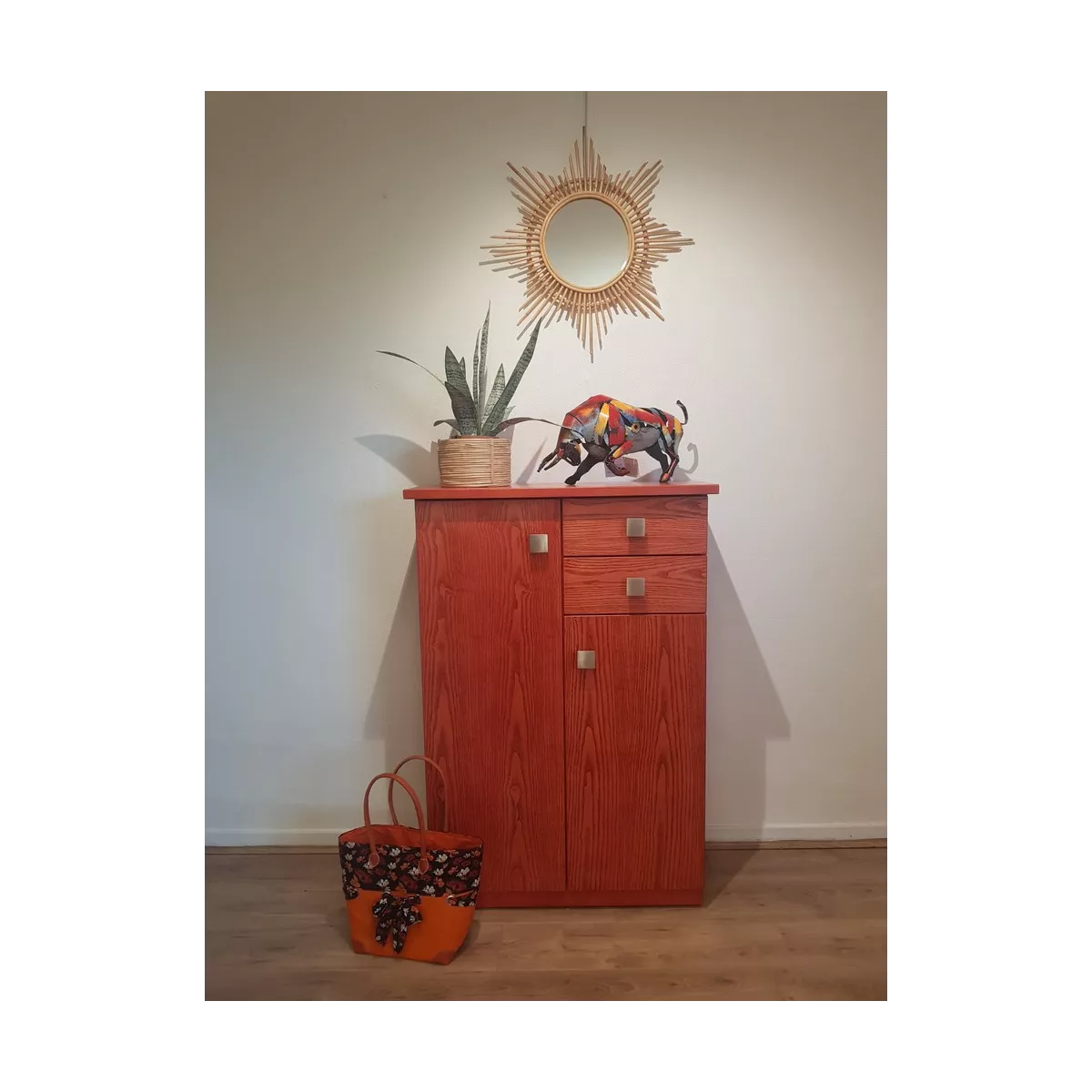 Meuble Paros 85x37 : 2 Portes et 2 Tiroirs Rojo